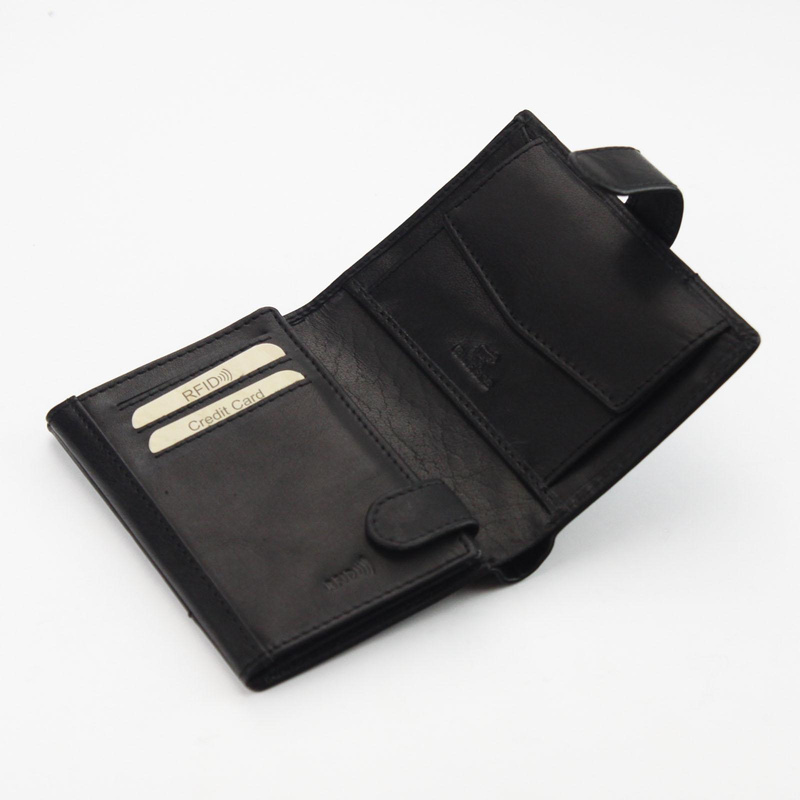 EL FORREST men's leather zip-up wallet with RFID