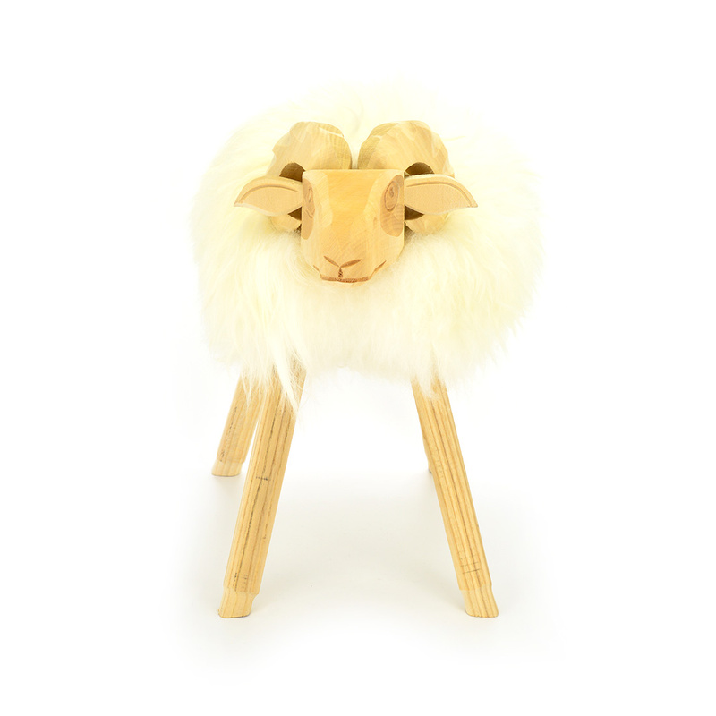 A beautiful, large lamb made of wood and leather