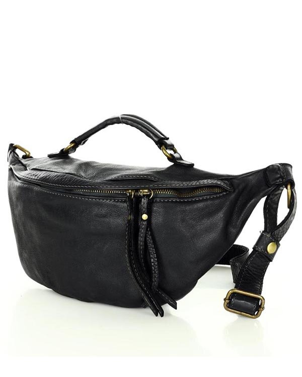 Women's vintage leather messenger bag