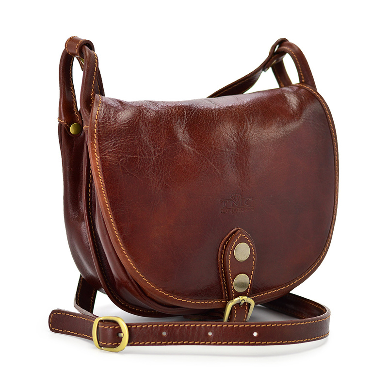 Small Leather Messenger Bag for Women in Retro Style