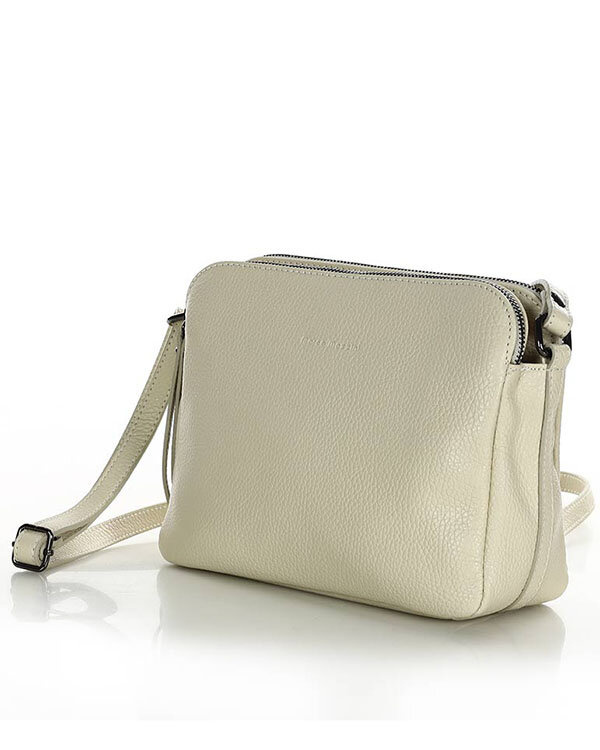 Torebka skórzana crossbody listonoszka dwie komory - MARCO MAZZINI ivory beżowa