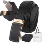 Men's leather belt black buckle automatic 3.5 cm classic box bag free AP26 : Colors - black, Strap size - r.100-115 cm