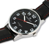 Men's watch quartz black classic leather strap with red trim C410