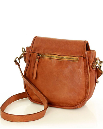 MARCO MAZZINI Klasyczna listonoszka z naturalnej skóry saddle bag genuine leather brąz camel