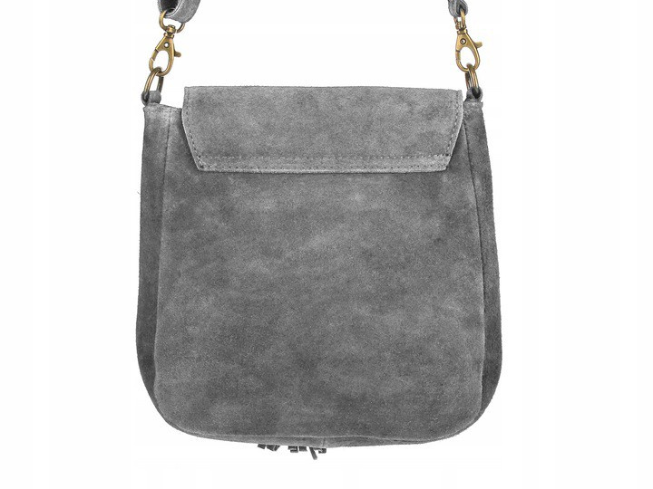 Grey Women's Leather Suede Postbag With Flap X40