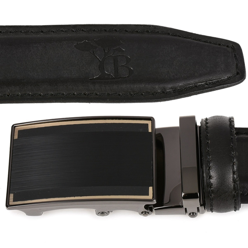 Men's leather belt buckle automatic black Beltimore A08 : Colors - black, Strap size - r.115-130 cm