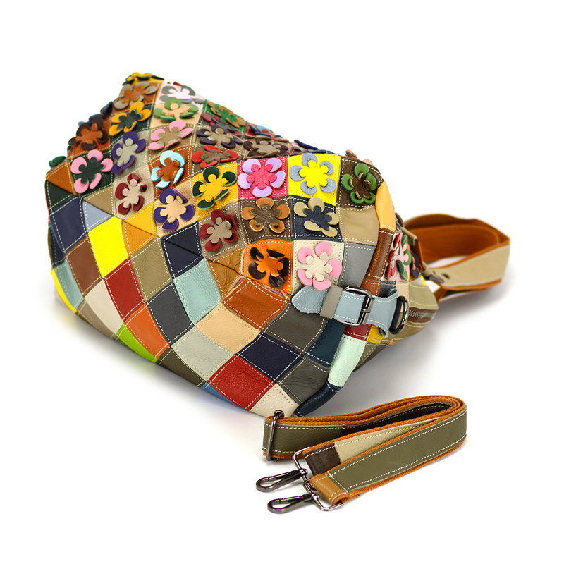 Stylish Leather Shoulder Bag Colorful Design