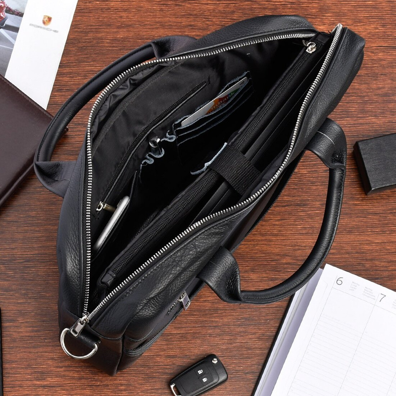 Leder Laptoptasche groß Herren geräumig Premium Beltimore schwarz J13