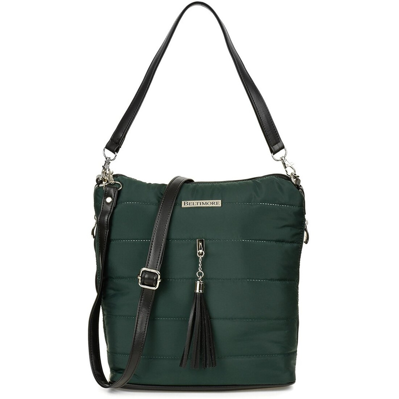 Green women's quilted handbag Solid original fringed W91