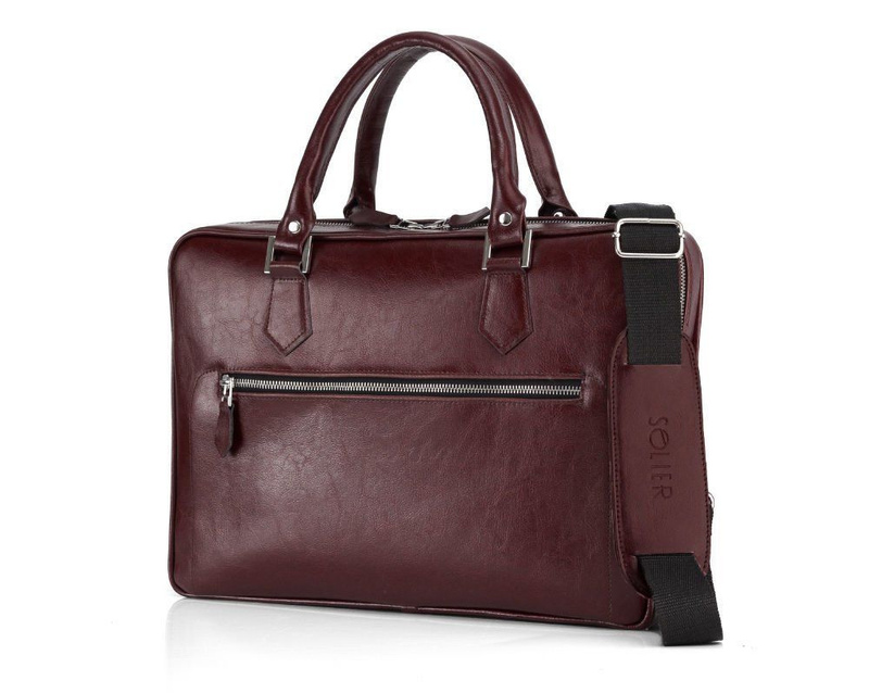 Laptop bag Solier SL23 brown-maroon