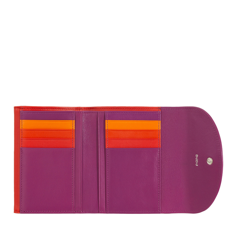 Ladies RFID purse Colorful Galapagos by DUDU with cards protection, made in coloured nappa leather with double flap and coin pocket.