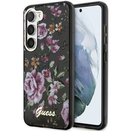 Guess GUHCS23MHCFWSK S23+ S916 czarny/black hardcase Flower Collection