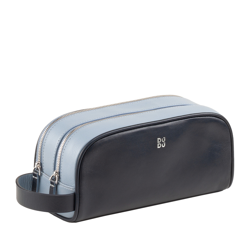 Toiletry bag for travels Colorful Thani by DUDU in soft coloured leather with double zipper. Versatile wash bag, ideal for travelling in style and functionality.