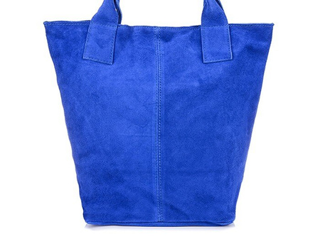 Wildlederhandtasche SUITBAG groß A4 mit Tragebox kornblumenblau L82