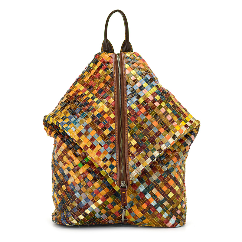 Gemusterter Lederrucksack mit Mosaikmuster