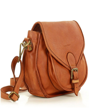 MARCO MAZZINI Klasyczna listonoszka z naturalnej skóry saddle bag genuine leather brąz camel