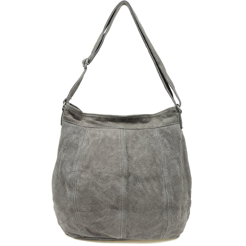 Grey suede A4 leather women's bag K49