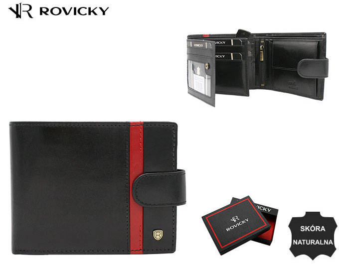 Portfel męski skórzany 22320L-RVTP BLACK+RED