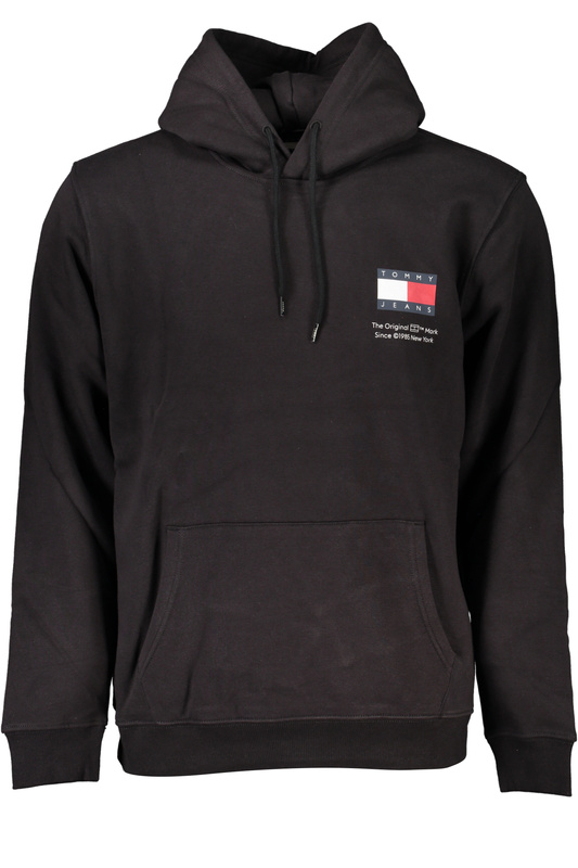 TOMMY HILFIGER MEN&#39;S BLACK ZIPLESS SWEATSHIRT