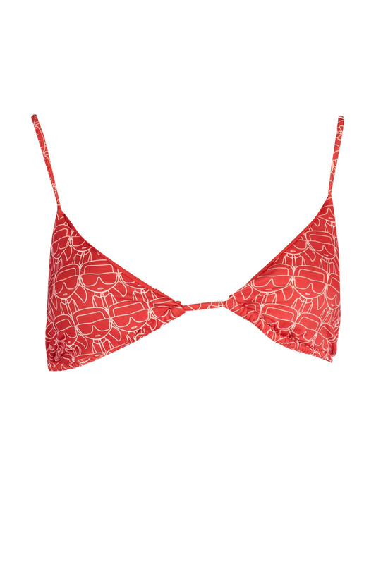 KARL LAGERFELD BEACHWEAR TOP WOMEN&#39;S COSTUME RED