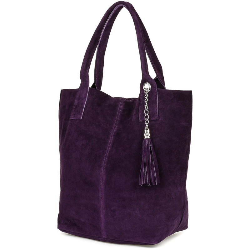 Leather bag suede bag large A4 with sachet plum l82