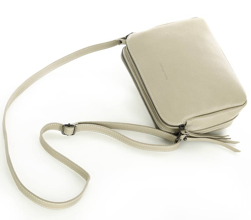 Torebka skórzana crossbody listonoszka dwie komory - MARCO MAZZINI ivory beżowa