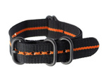 N01 NATO watch strap - black/orange (narrow) - 20mm