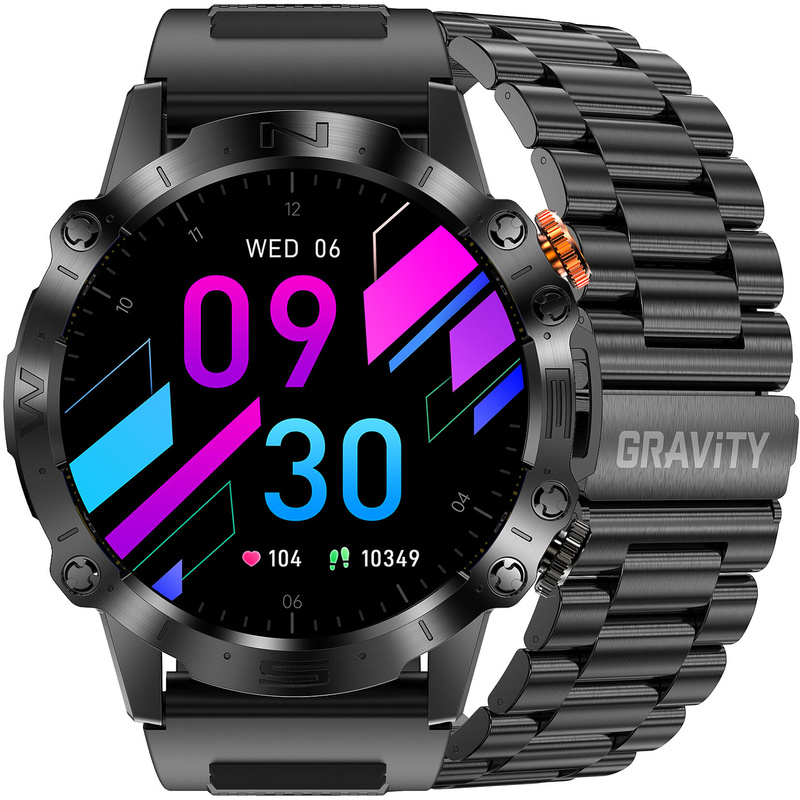 SMARTWATCH MĘSKI GRAVITY GT20-2 - AMOLED, DODATKOWY PASEK (sg024b)