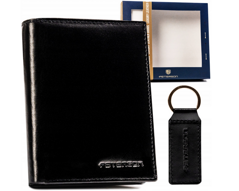 Leather wallet & key ring set PETERSON PTN SET-M-1549-KCS