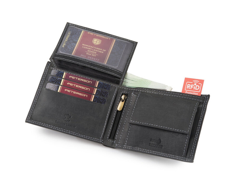 Men's leather portfolio with a storage for a slider - Peterson