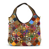 A large leather bag with a beautiful mosaic pattern