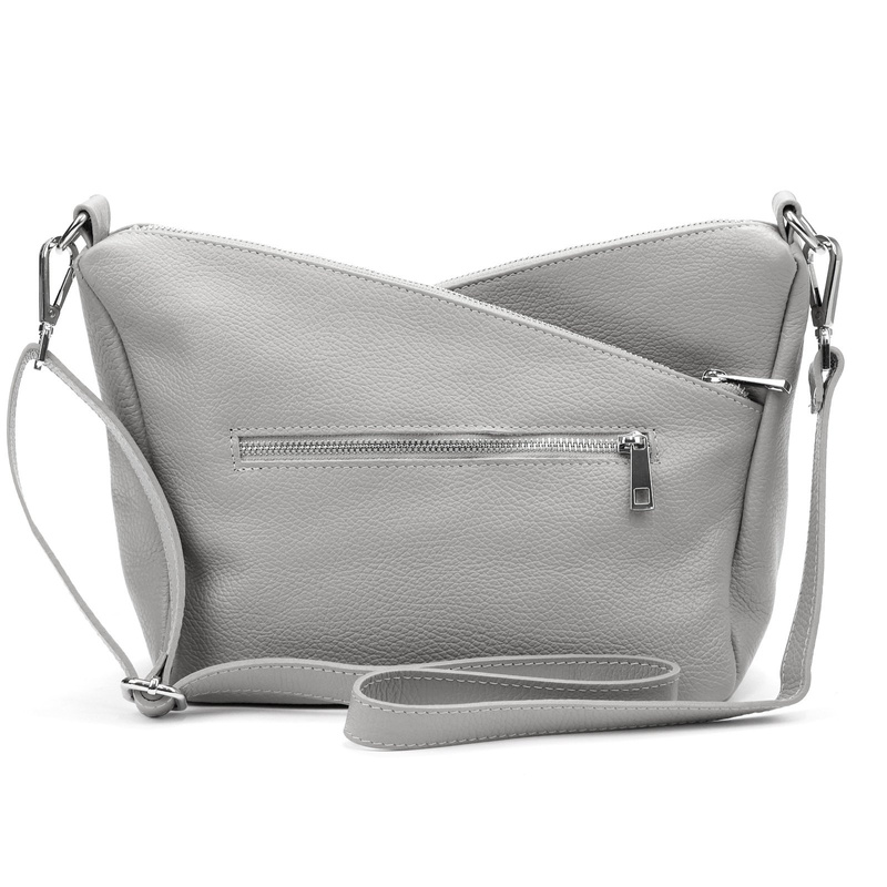 Three-compartment women's leather messenger bag, roomy