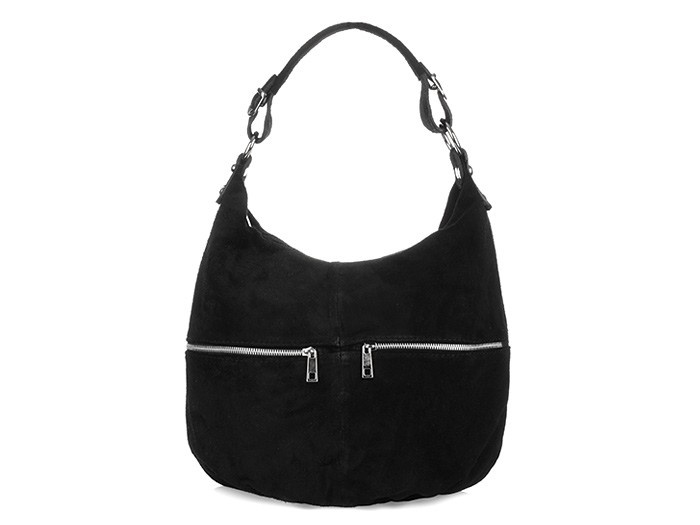 BLACK VERA PELLE SUEDE HANDBAG A4 LEATHER BAG K51