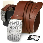 Beltimore leather men's cognac wide premium belt W32 : Colors - brown, beige, Strap size - r.120-135 cm