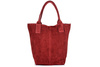 Suede leather handbag Bag large A4 WITH CASHET maroon L82