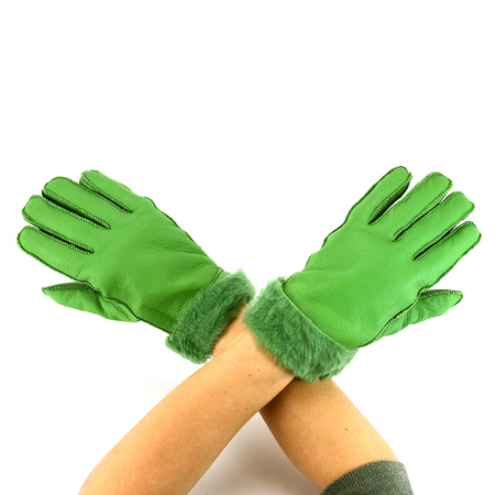 Five-finger leather insulated gloves