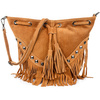 Women's Handbag Bag Leather Suede Tassels Italian Camel X39