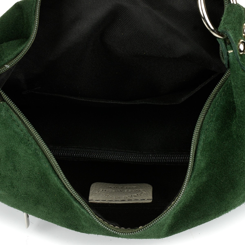 Vera Pelle suede leather handbag large A4 dark green K51