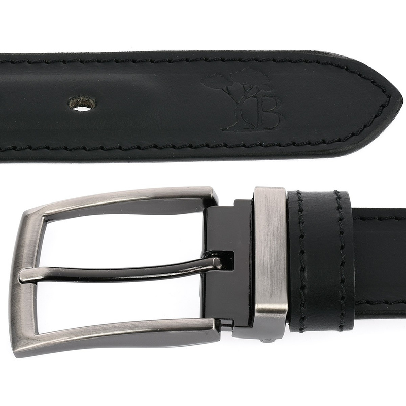 Beltimore A75 men's wide black leather trouser belt : Colors - black, Strap size - r.105-120 cm