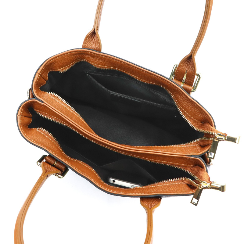 Leather women's handbag with organizer