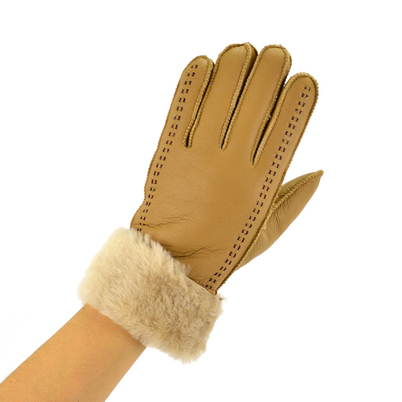 Five-finger leather insulated gloves