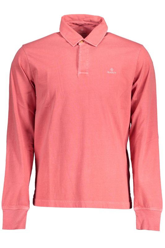 GANT MEN&#39;S RED LONG SLEEVE POLO SHIRT