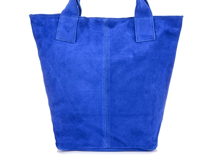 Italian Leather Suede A4 Shopper Handbag cornflower T49