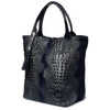 NAVY BLUE LARGE LEATHER SHOPPER CROCODILE LEATHER SATCHEL BAG L94