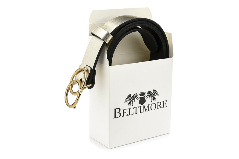 Beltimore women's leather belt gold 3 cm U98 : Colors - yellow, gold, Strap size - r.95-110 cm