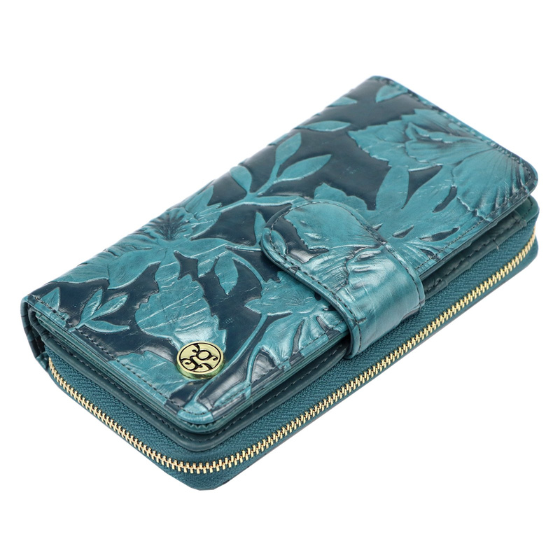 Women's large wallet with a plant pattern Gregorio