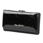 Patent leather large women's wallet with leaves