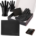 Baltimore T87 men's black leather wallet glove level set : Farben - schwarz, Handschuhgröße - S/M