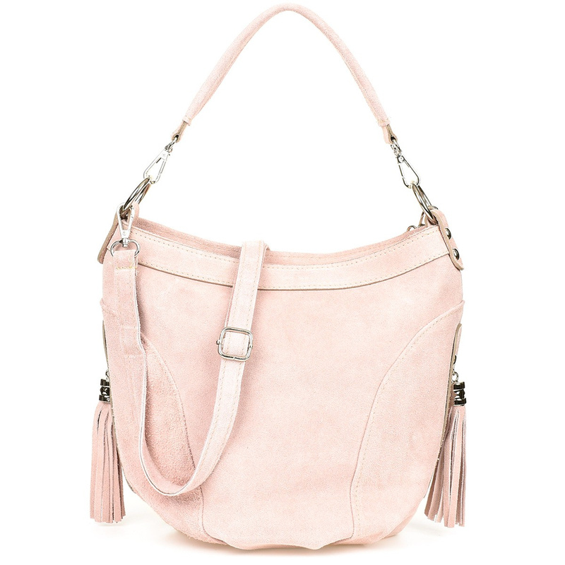 Powder pink Women's leather bag tassel A5 fashionable L81.