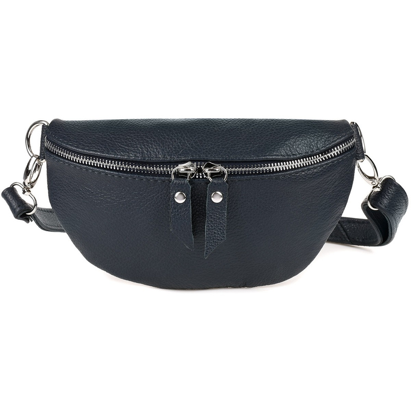 Navy Blue Women's Italian Leather Strap Purse Kidney Sachet B68